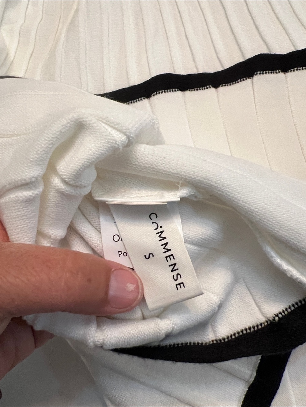 Commense Cream Knit Two-Piece Skirt Set with Black Trim - Picture 11 of 14